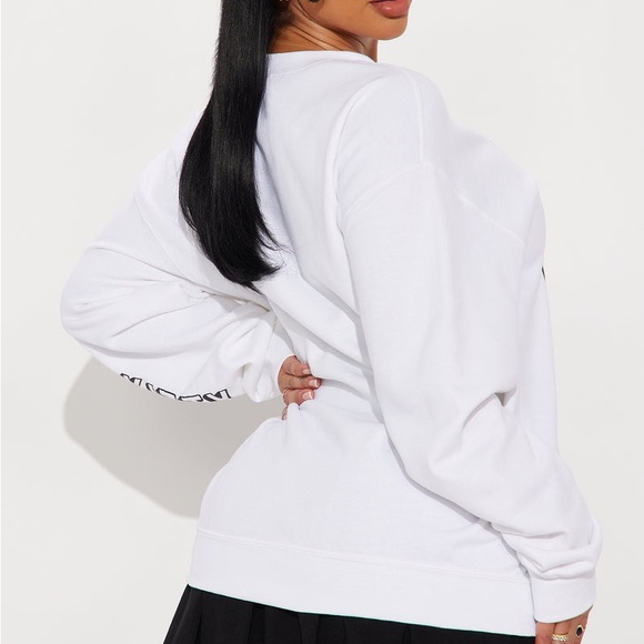 Sanrio Hello Kitty Glitter Crew Neck Long Sleeve Sweatshirt - White size S - Picture 12 of 14